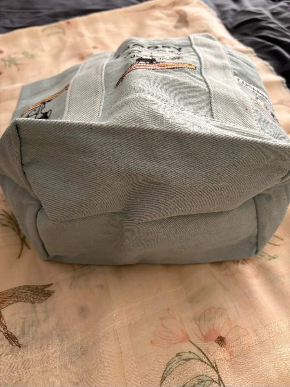 Snoopy Surf Light Blue Canvas Tote Bag